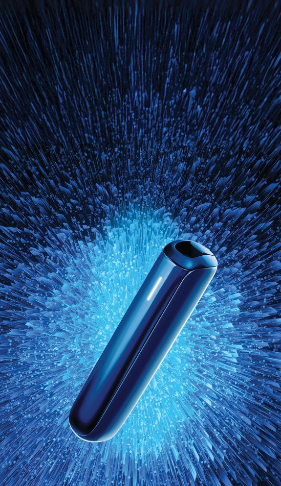 Ploom Aura device on blue background